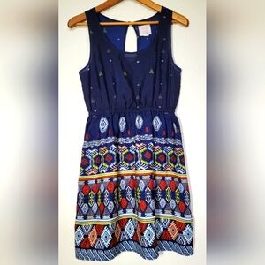 Quicksilver Women's Navy Blue Patterned Sleeveless Dress Size XS